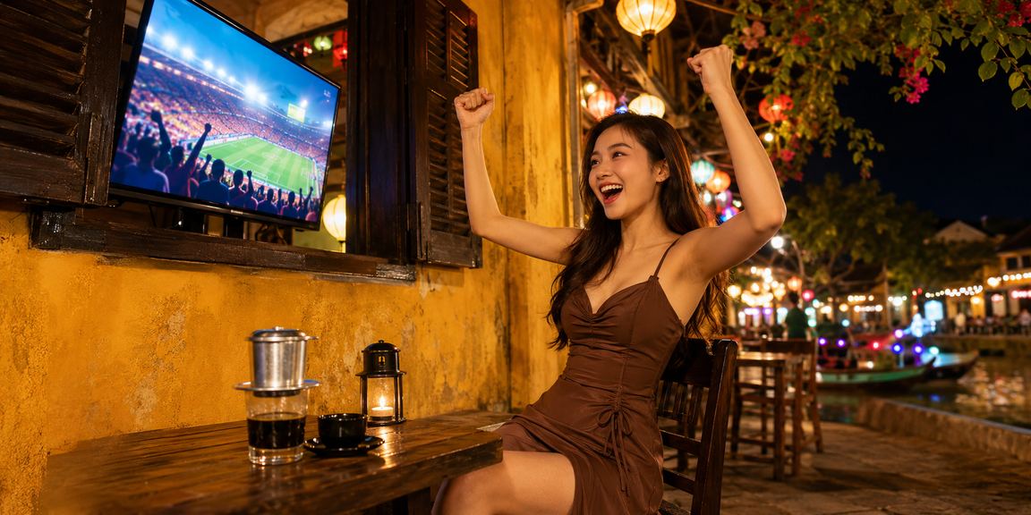 Người dùng tại Hội An truy cập d25 trên điện thoại di động buổi tối